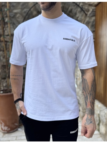 ανδρική λευκή oversized κοντομάνικη μπλούζα με λογότυπο