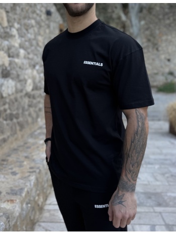 ανδρική μαύρη oversized κοντομάνικη μπλούζα με λογότυπο