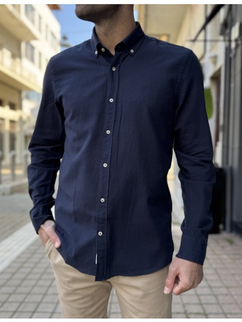ανδρικό μπλε navy βαμβακερό πουκάμισο 2167n