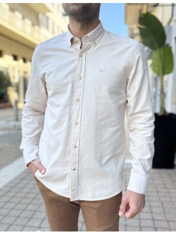 ανδρικό μπεζ βαμβακερό πουκάμισο 2302