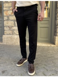 ανδρικό μαύρο υφασμάτινο παντελόνι με λάστιχο στην μέση d1230m