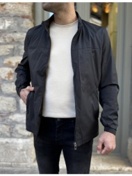 ανδρικό μαύρο με καρό σχέδιο ελαφρύ μπουφάν d8100