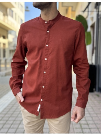 ανδρικό λινό εκάι πουκάμισο με μάο γιακά 2347e