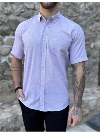ανδρικό κοντομάνικο dusty rose βαμβακερό πουκάμισο με τσέπη