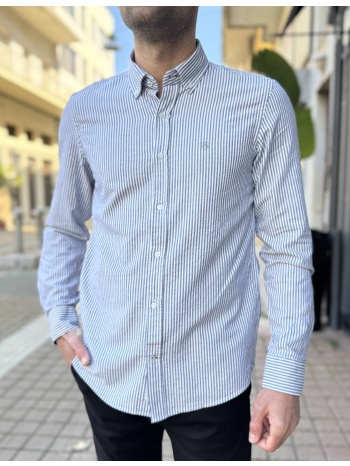 ανδρικό μπλε ριγέ βαμβακερό πουκάμισο 2224b