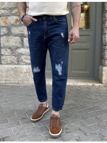 ανδρικό σκούρο μπλε boyfriend τζιν πεντάτσεπο με σκισίματα