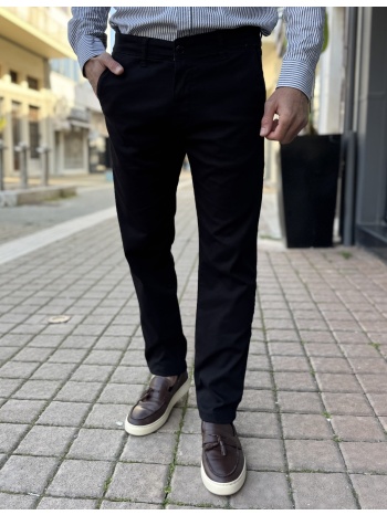 ανδρικό μαύρο παντελόνι υφασμάτινο chinos regular 2517