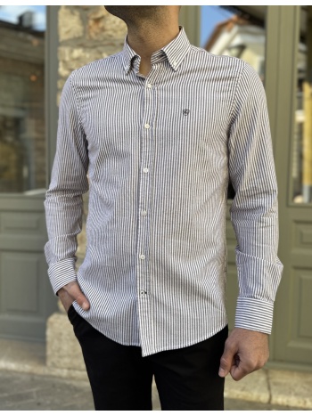 ανδρικό μπορντό ριγέ βαμβακερό πουκάμισο 2224