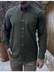 ανδρικό χακί βαμβακερό πουκάμισο oxford 966x