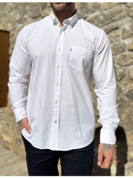 ανδρικό λευκό βαμβακερό πουκάμισο oxford 966w