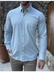 ανδρικό μέντα βαμβακερό πουκάμισο με τσέπη 480