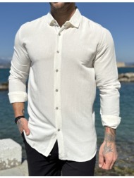 ανδρικό εκρού μακρυμάνικο πουκάμισο 9727