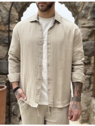 ανδρικό μπεζ πουκάμισο ...