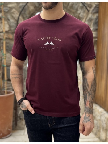 everbest ανδρική μπορντό κοντομάνικη μπλούζα με τύπωμα plus