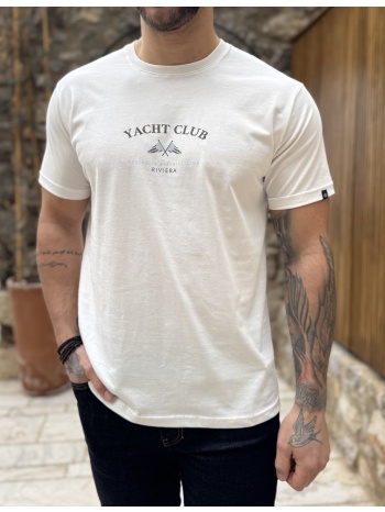 everbest ανδρική λευκή κοντομάνικη μπλούζα με τύπωμα plus