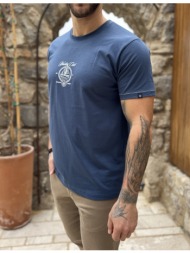 everbest ανδρική μπλε indigo κοντομάνικη μπλούζα με τύπωμα plus size 262803i