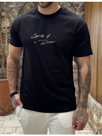 ανδρική βαμβακερή μαύρη κοντομάνικη oversized μπλούζα με