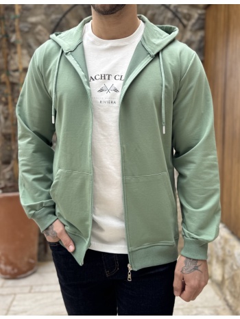 ανδρική μέντα βαμβακερή ζακέτα με κουκούλα kef2630m
