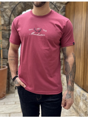 everbest ανδρική κερασί κοντομάνικη μπλούζα με τύπωμα plus