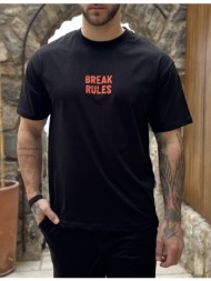 ανδρική βαμβακερή μαύρη κοντομάνικη oversized μπλούζα με τύπωμα kef2624m