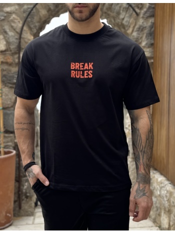 ανδρική βαμβακερή μαύρη κοντομάνικη oversized μπλούζα με