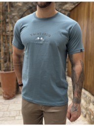 everbest ανδρική μπλε indigo κοντομάνικη μπλούζα με τύπωμα plus size 262804