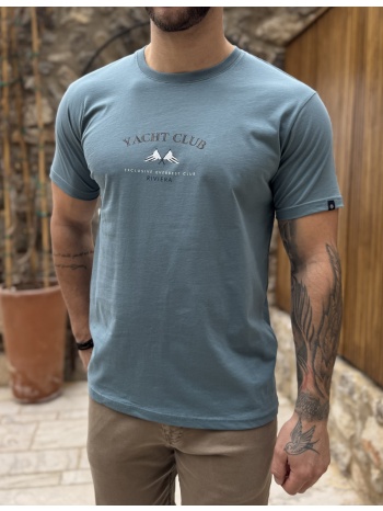 everbest ανδρική μπλε indigo κοντομάνικη μπλούζα με τύπωμα