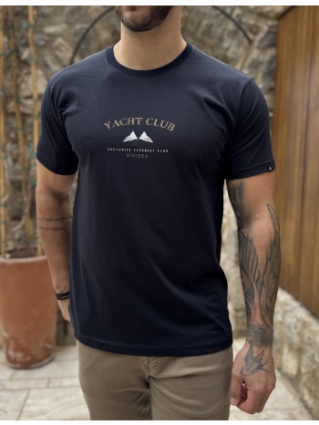 everbest ανδρική μπλε navy κοντομάνικη μπλούζα με τύπωμα