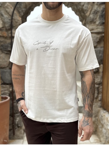 ανδρική βαμβακερή λευκή κοντομάνικη oversized μπλούζα με