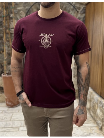 everbest ανδρική μπορντό κοντομάνικη μπλούζα με τύπωμα plus