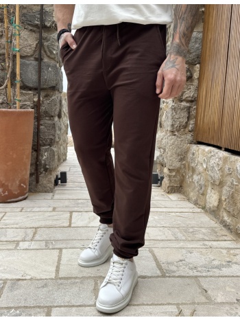 ανδρική καφέ αθλητική φόρμα με λάστιχο kef2616