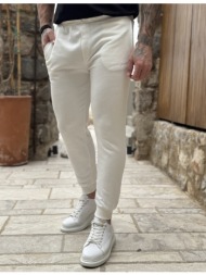 ανδρική λευκή αθλητική φόρμα με λάστιχο kef2612w