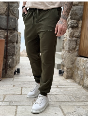 ανδρική χακί αθλητική φόρμα με λάστιχο kef2618x