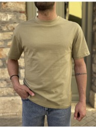 ανδρική βαμβακερή λαδί κοντομάνικη oversized μπλούζα kef2622l