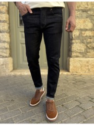 ανδρικό slim blueblack τζιν παντελόνι πεντάτσεπο με κουμπιά 3ln496