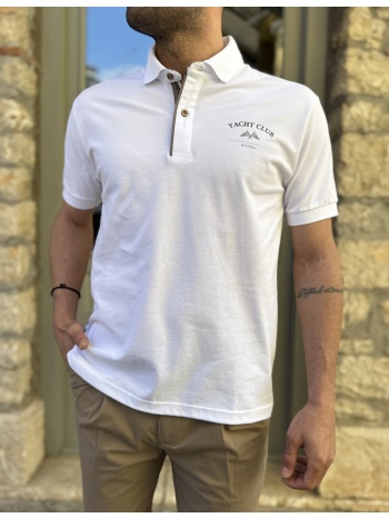 everbest ανδρική λευκή polo μπλούζα plus size 262838