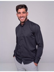 ανδρικό μαύρο πουκάμισο ben tailor με μάο γιακά 0589