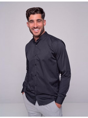 ανδρικό μαύρο πουκάμισο ben tailor με μάο γιακά 0589 σε προσφορά