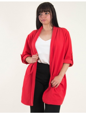 γυναικείο κόκκινο μονόχρωμο σακάκι plus size honey 64923l σε προσφορά