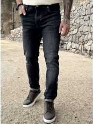 ανδρικό slim ανθρακί τζιν παντελόνι πεντάτσεπο με κουμπιά 3ln4061