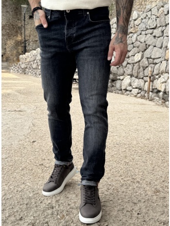 ανδρικό slim ανθρακί τζιν παντελόνι πεντάτσεπο με κουμπιά