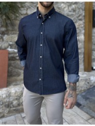 ανδρικό μπλε denim πουκάμισο με γιακά 2214