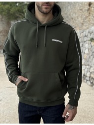 ανδρικό κυπαρισσί φούτερ με κουκούλα και λογότυπο στο στήθος es006g