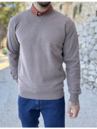ανδρική πούρο πλεκτή βαμβακερή μακρυμάνικη μπλούζα με v λαιμόκοψη zwk102p