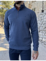 ανδρικό μπλε indigo half zip πουλόβερ zwk113