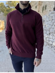 ανδρικό μπορντό half zip πουλόβερ zwk113r
