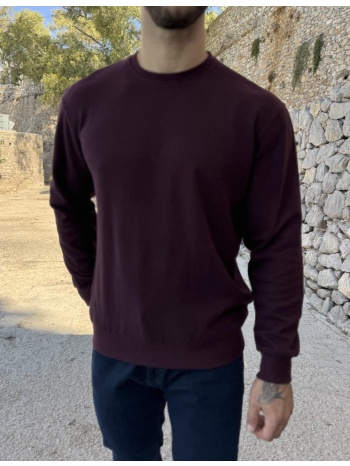 ανδρική μπορντό πλεκτή βαμβακερή μακρυμάνικη μπλούζα plus