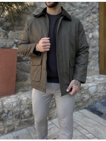 dynamo ανδρικό χακί μπουφάν με γιακά d3040