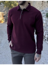 everbest ανδρική μπορντό polo μακρυμάνικη μπλούζα plus size 271044b