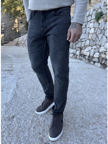 ανδρικό ανθρακί με φθορές slim τζιν παντελόνι ελαστικό